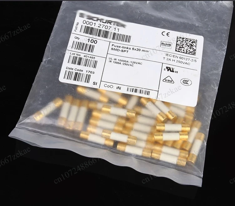 1piece 5*20mm alloy gold-plated high-fidelity audio slow-melting T1A250V SMD-FST ceramic fuse, high-fidelity audio HIFI