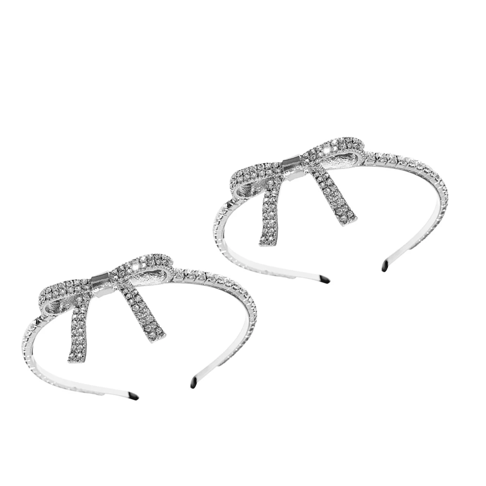 

2pcs Crystal Rhinestone Bowknot Headband Bridal Wedding Crown Hairpiece Prom Party Jewelry Hair Accessories For Women