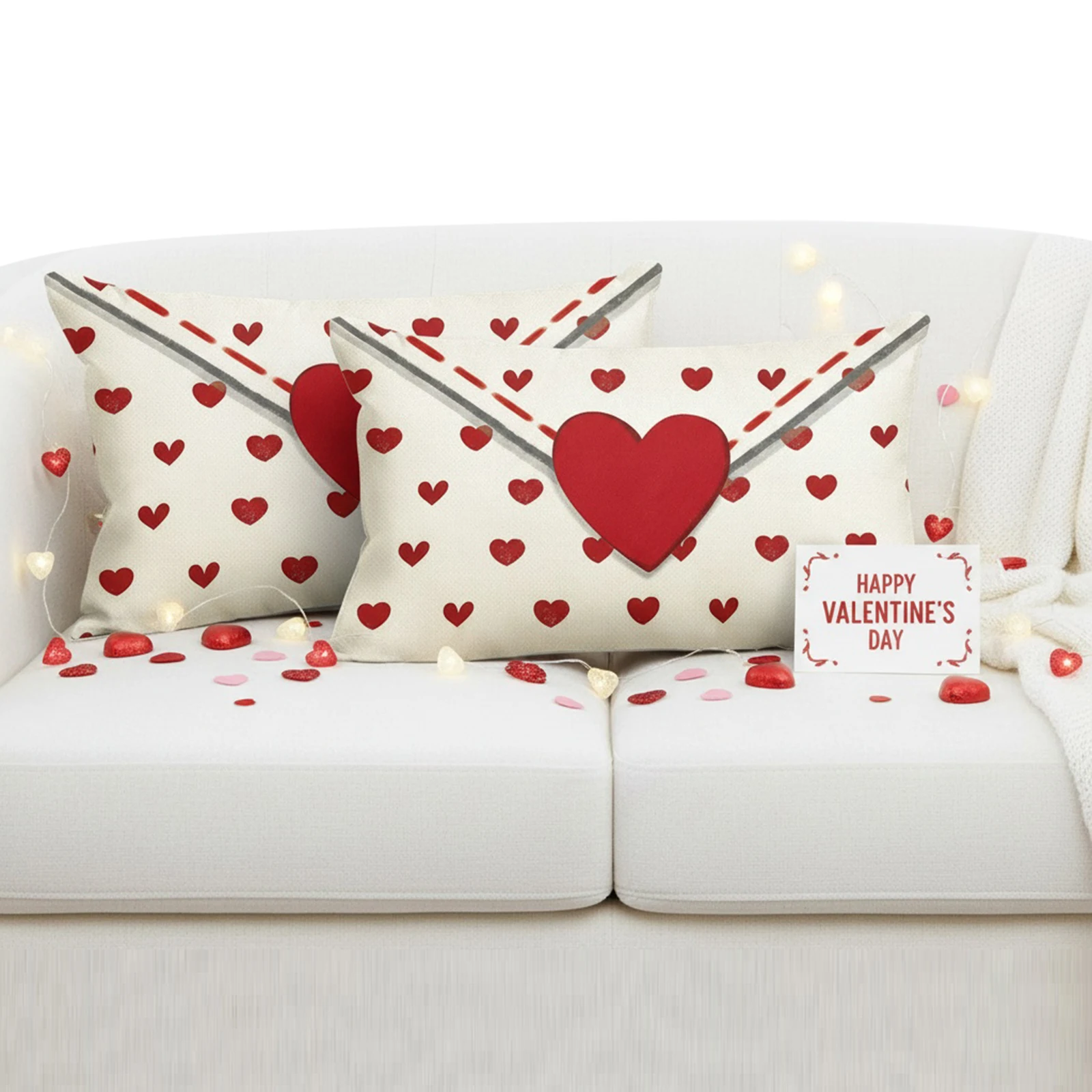 Valentine Day Envelope Accent Pillowcase Set of 2 Couch Cushion Case Anniversary Wedding Valentines Day for Living Room Bedroom