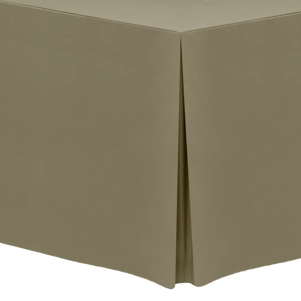 

5 Pack 6 ft. Fitted Polyester Tablecloth Fits 24 x 72Inch Banquet and Folding Rectangular Tables, Cafe Khaki