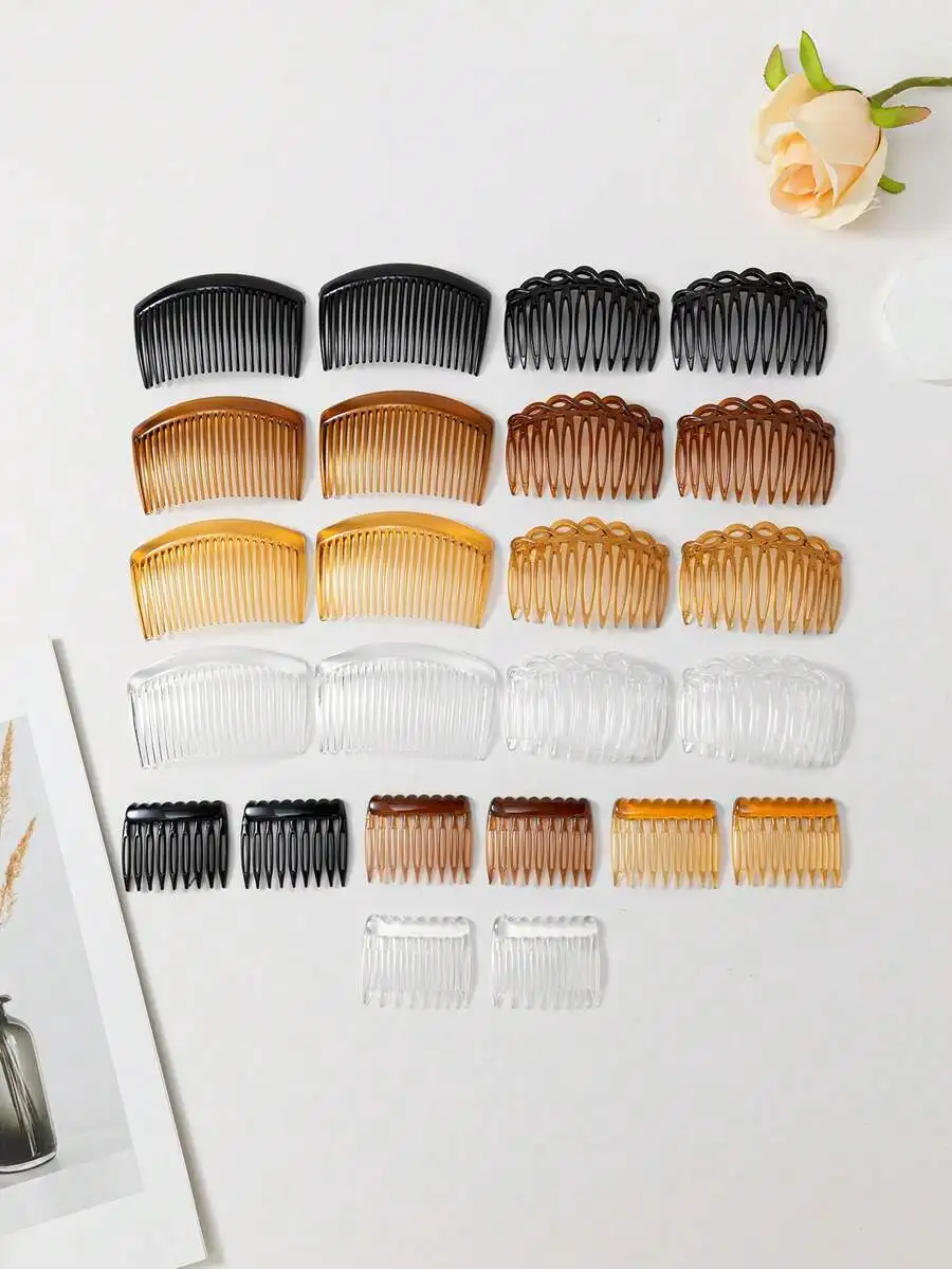 8/24pcs Elegant Solid Color PS (Polystyrene) Side Comb, Suitable For Everyday Wear, Hair Comb, Head Accessories, Hair Accessorie