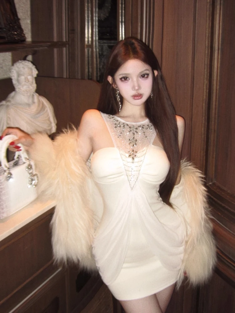 

Pure Desire Sexy Diamond Embellied Me Strap Dr Women's High Waist Bodycon Dr Inner Wear Bustier Skirt Ciwalk A-Li...