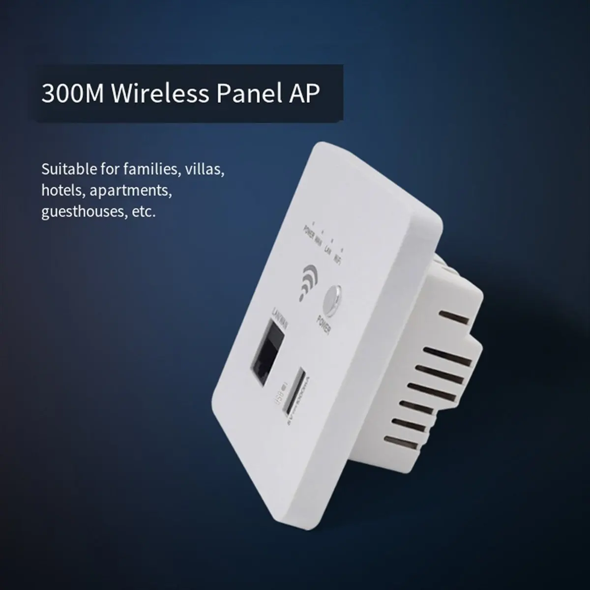 Punctual- AP300Mbps USB Socket Wall Embedded Wireless AP Router Wall Charger WIFI USB Charging Socket Panel WiFi Socket White