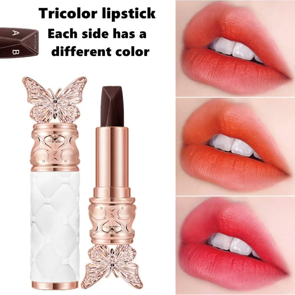 Matter, samtiger, antihaftbeschichteter Lippenstift, feuchtigkeitsspendender 3-in-1-Lippenstift, kleiner tragbarer Feiertags-Lippenstift, täglich auf Reisen H7W9