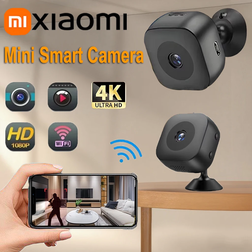 

Мини-камера безопасности Xiaomi 4K, полноцветная камера ночного видения, Wi-Fi монитор высокой четкости, обнаружение движения, наблюдение, водонепроницаемость 2025