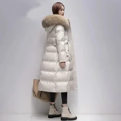 Winter Long Down Jacket For women 2024 New Thicken Fashion Fox fur collar Hooded Puffer Coat Female Hooded Warm Parka Overcoat