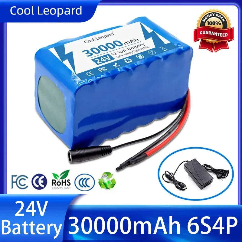 

New 24V 30000mAh Battery Pack 6S4P 25.2V Rechargeable Lithium Battery Apply To Ectric Scooter Wheelchair Bicycle With Chargeror