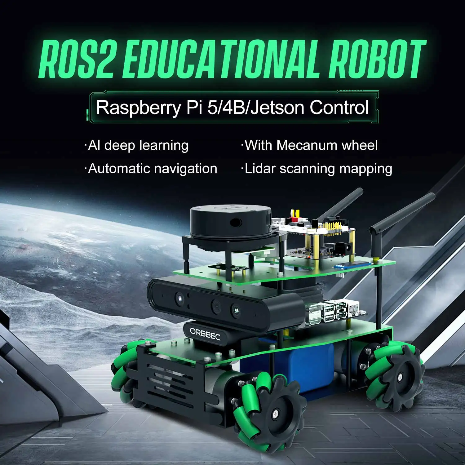 ROSMASTER X3 ROS2 Educational Robot Car Automation Kit With Mecanum Wheel Lidar 3D Mapping Navigation For JetsonNANO/RaspberryPi