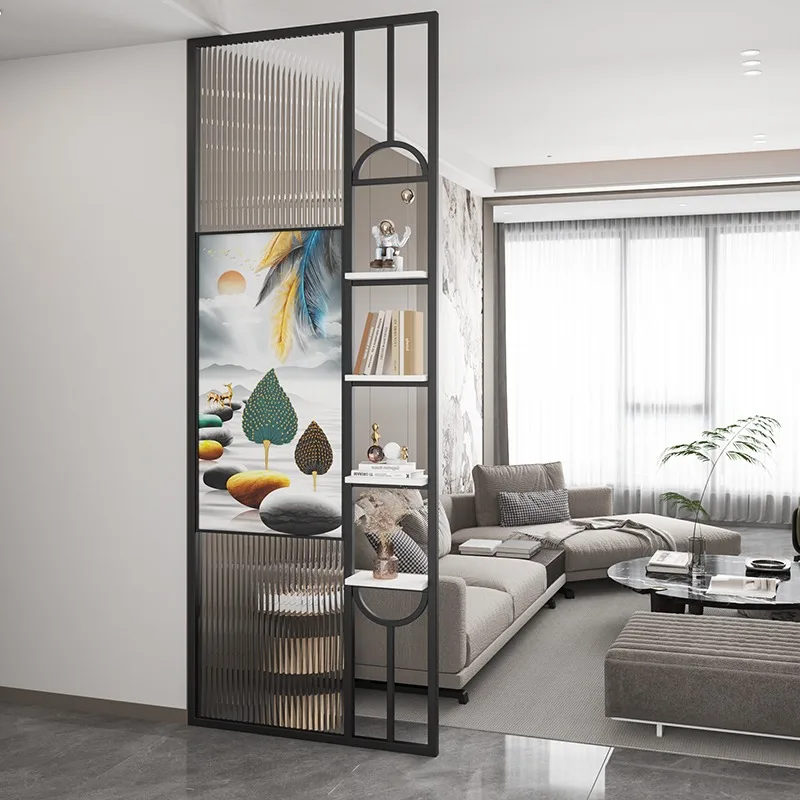 Dining Room With Painting, Living Room Partition Screen Art Glass Wrought Iron Stainless Steel Partition Wall