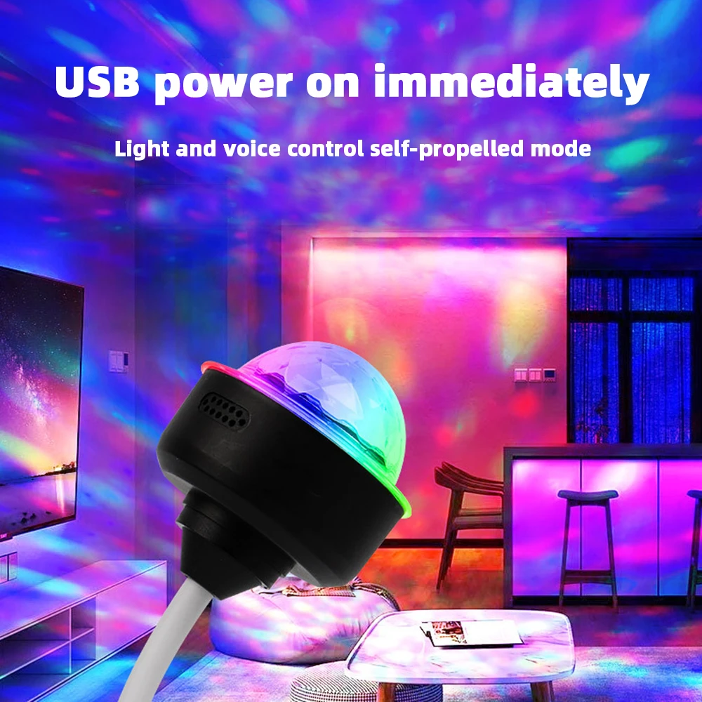 Portable LED Disco ball RGB Mini bar KTV Crystal stage light USB Car color ambiance light Wedding Christmas Festival Club flash