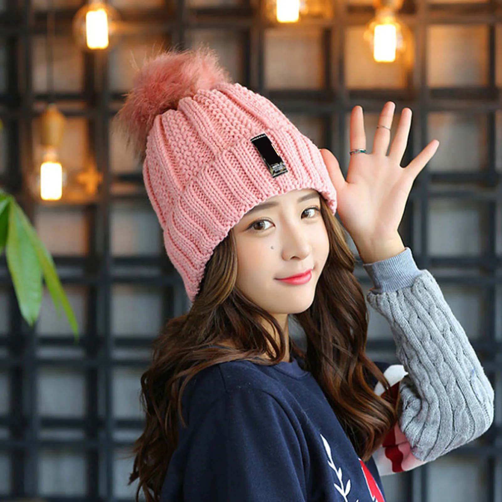 Topi beanie rajut leher, topi tudung kepala Musim Dingin hangat untuk wanita, berkendara salju luar ruangan