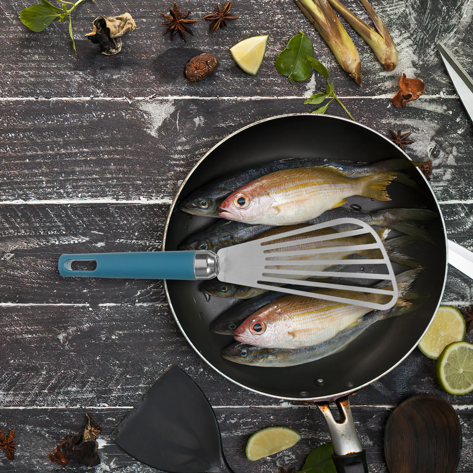 

2pcs Stainless Steel Fish Shovel Premium Pp Oil Draining Spatula For Cooking Fish Fillets Beef Pork Eggs Kitchen Gadget Home