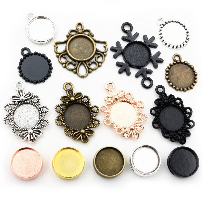 

20pcs 12mm Inner Size Fashion Style Cabochon Base Cameo Setting Charms Pendant Blank Base Tray