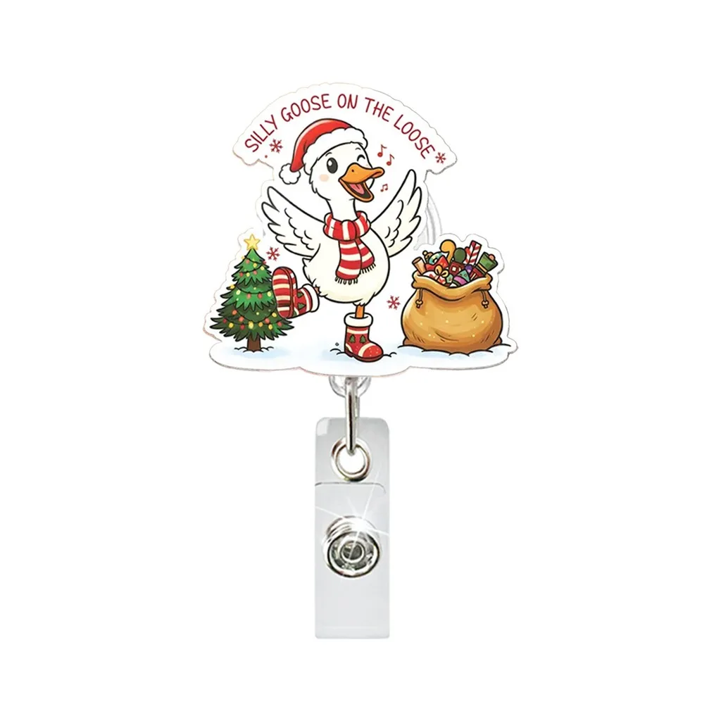 Christmas Goose Badge Reel Compact Id Badge Holder Badge Reel Lightweight For  Staff Holiday Gift Access Cards