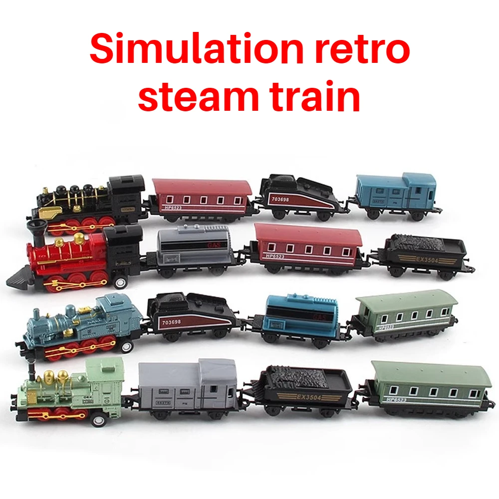 

Alloy Simulation Retro Steam Train Pull Back Head Children's Mini Carriage Model Toy Ornaments Boy Toy Train