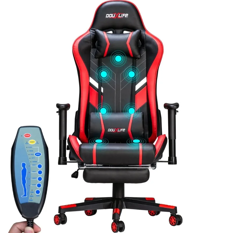 

Professional Full Body Massage Gaming Chair with Footrest, 175° Reclining, Ergonomic Racing High Back Home Office Compu