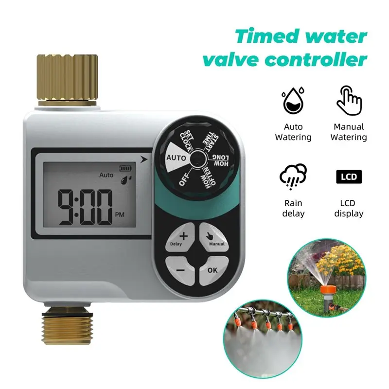 EYFL-Garden Irrigation Controller IP55 Waterproof Timed Water Valve Controller Automatic Watering System For Yard Lawn