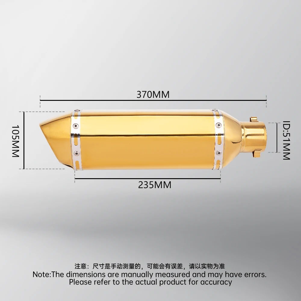 FOR B370 Exhaust Pipe Tail Section Golden Small Hexagonal Exhaust Pipe 51MM universal 250SR 600 RC39