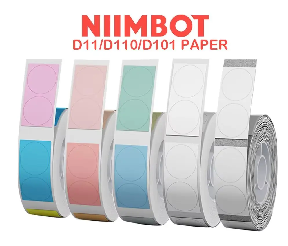 D101 D11 D110 Round Paper Niimbot Printing Paper Self Adhesive Sticker Transparent Waterproof Sticker for D11 Label Maker