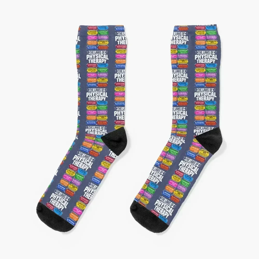 The Laws Of Physical Therapy Awesome Therapist Socks Stockings hockey Socks Woman Men's