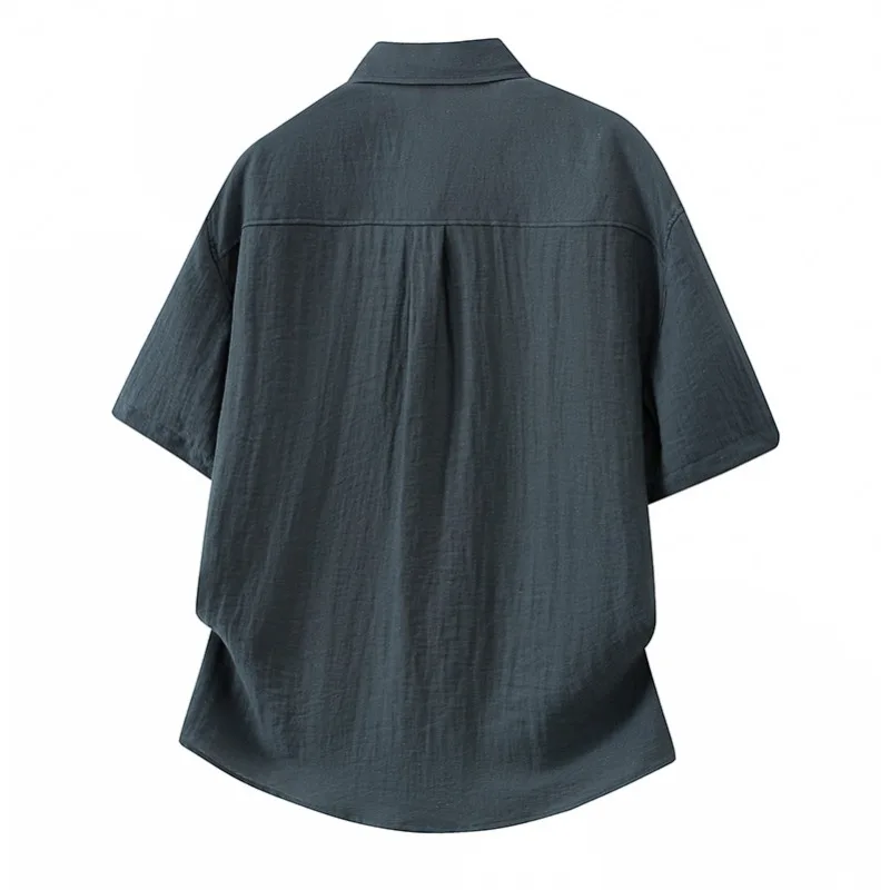 Breathable Linen Men Polo Shirts Solid Color Relaxed Fit Short Sleeve Pocket Top Tee Summer Style