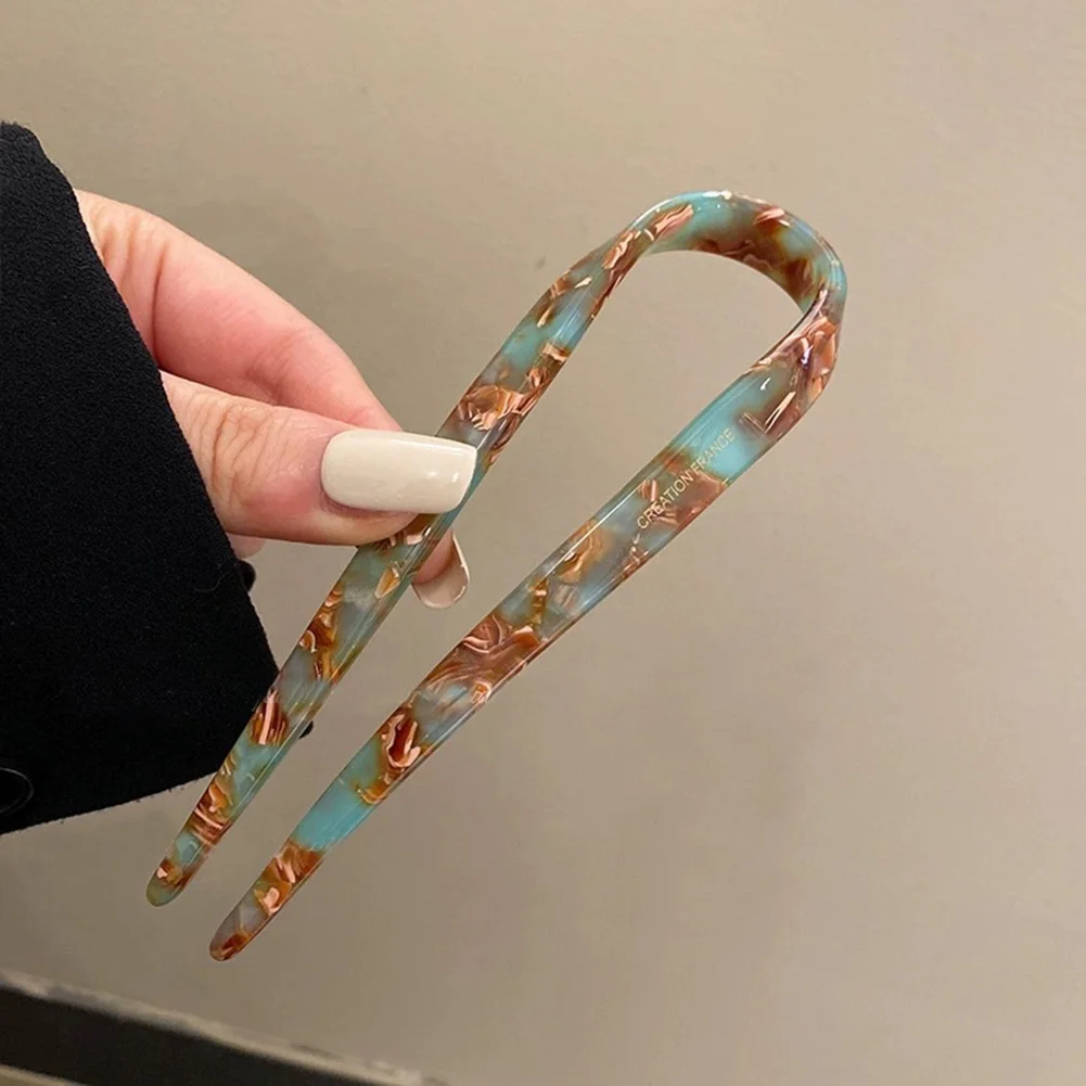 قطعة واحدة من مشبك شعر الأسيتات القديم على شكل حرف U للنساء، دبوس شعر أنيق على شكل ذيل حصان، إكسسوارات شعر عصرية للفتيات #6