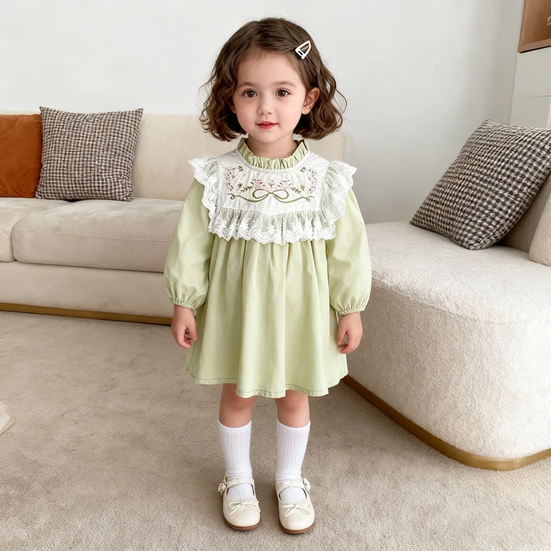 2026 neue Frühjahr Kinder Prinzessin Kleider 2-6Yrs Lange Ärmeln Baumwolle Stickerei Baby Mädchen Party Neugeborenen Süße Kleid Kinder Kleidung