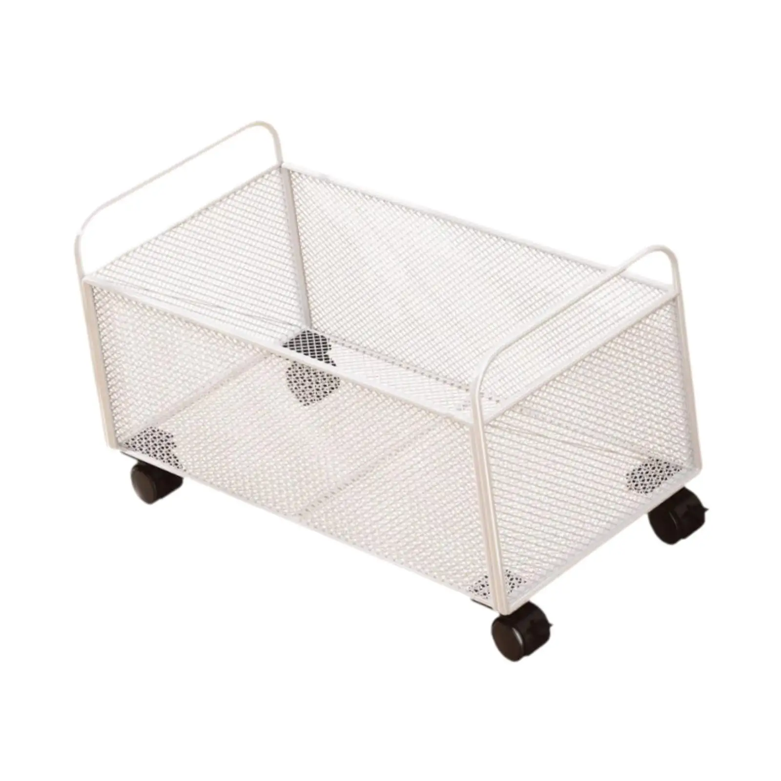 Organizer Cart Heavy Duty Mesh Iron Rolling File Storage Box Basket Multi Use Book Shelf for Office Home