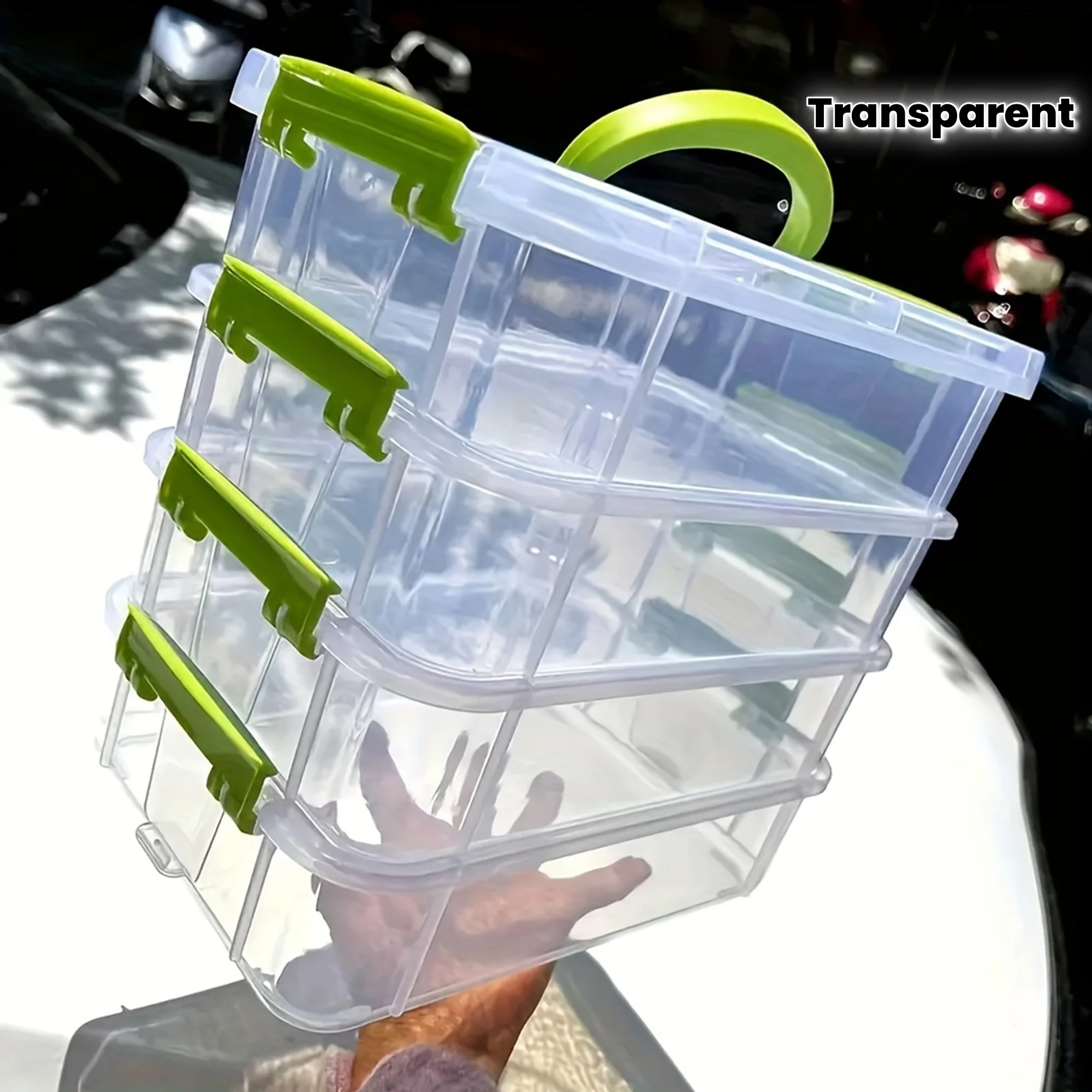 

4-слойный прозрачный пластиковый контейнер для хранения с крышкой, органайзер с разделителями, подходит для аксессуаров для волос и украшений.