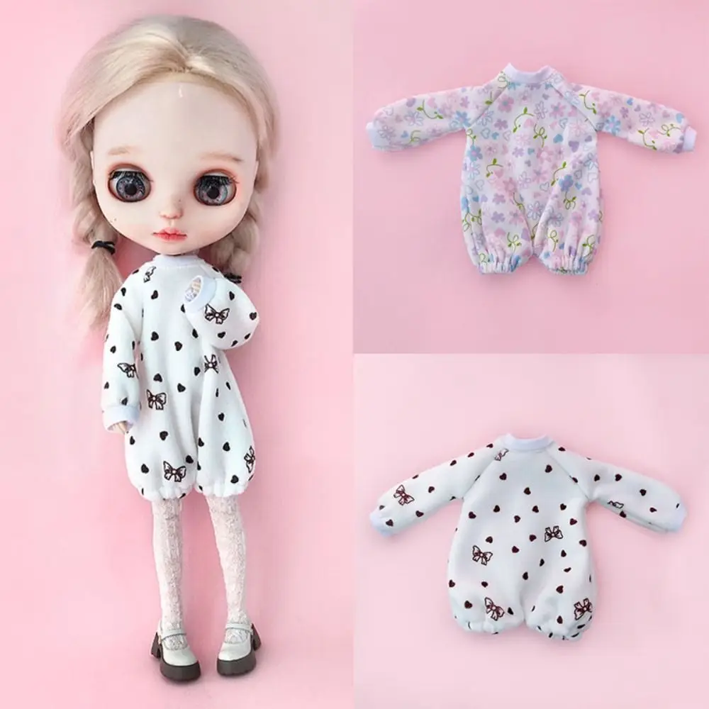 New 2 Colors Doll Floral Pajamas Cute Accessories Climbing Suit Doll Sleep Clothes for ob22 obitsu Doll/for ob24 Dolls