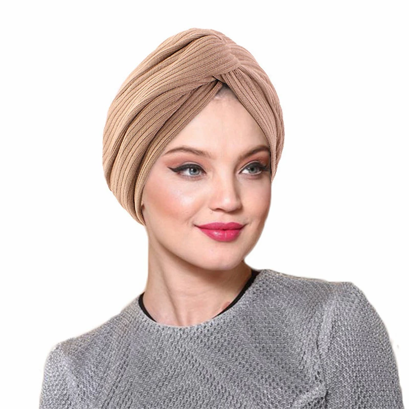 2024 New Arrival Soft Twist Turban Hijab Caps for Women African Head Wraps Bonnet Muslim Headscarf Turbans Islamic Underscarf