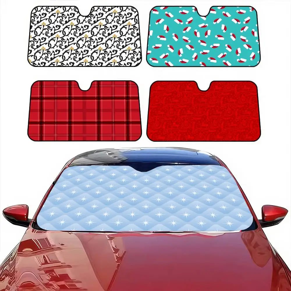 

Christmas Pattern Car Windshield Sunshade - Personalized, Front Window/Windshield Cover, Anti-UV Sunshade