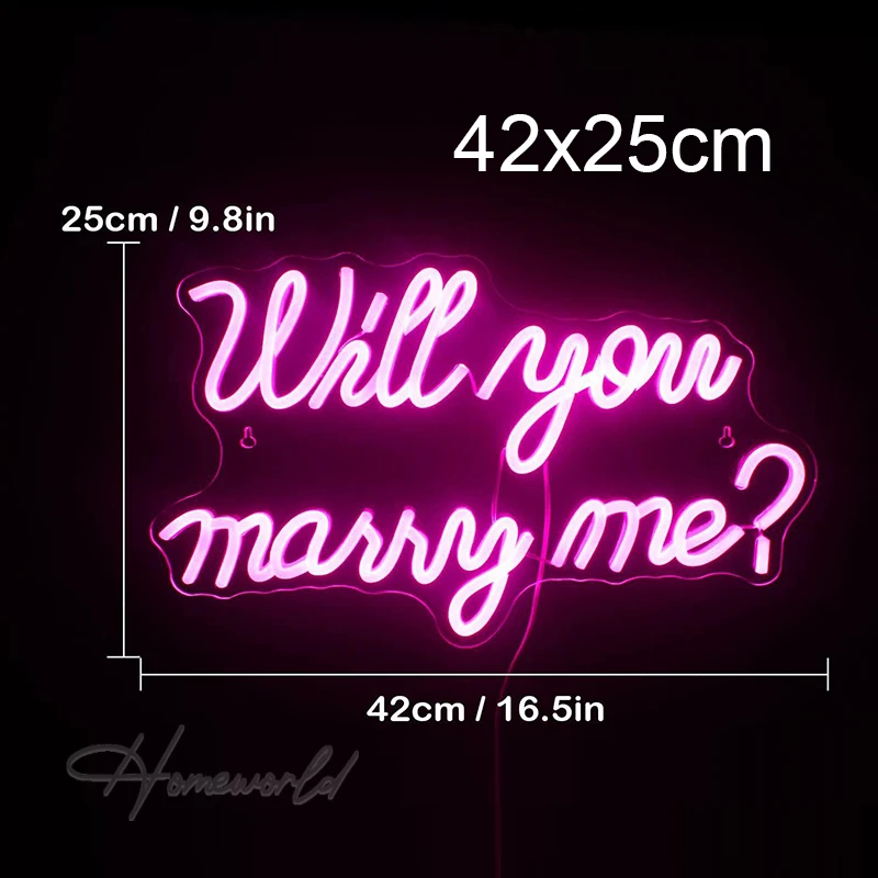 

Will You Marry Me Neon Sign LED Letter Neon Lights Wedding Mariage Party Decoration Couple Proposal Room Shop Wall Art Gift