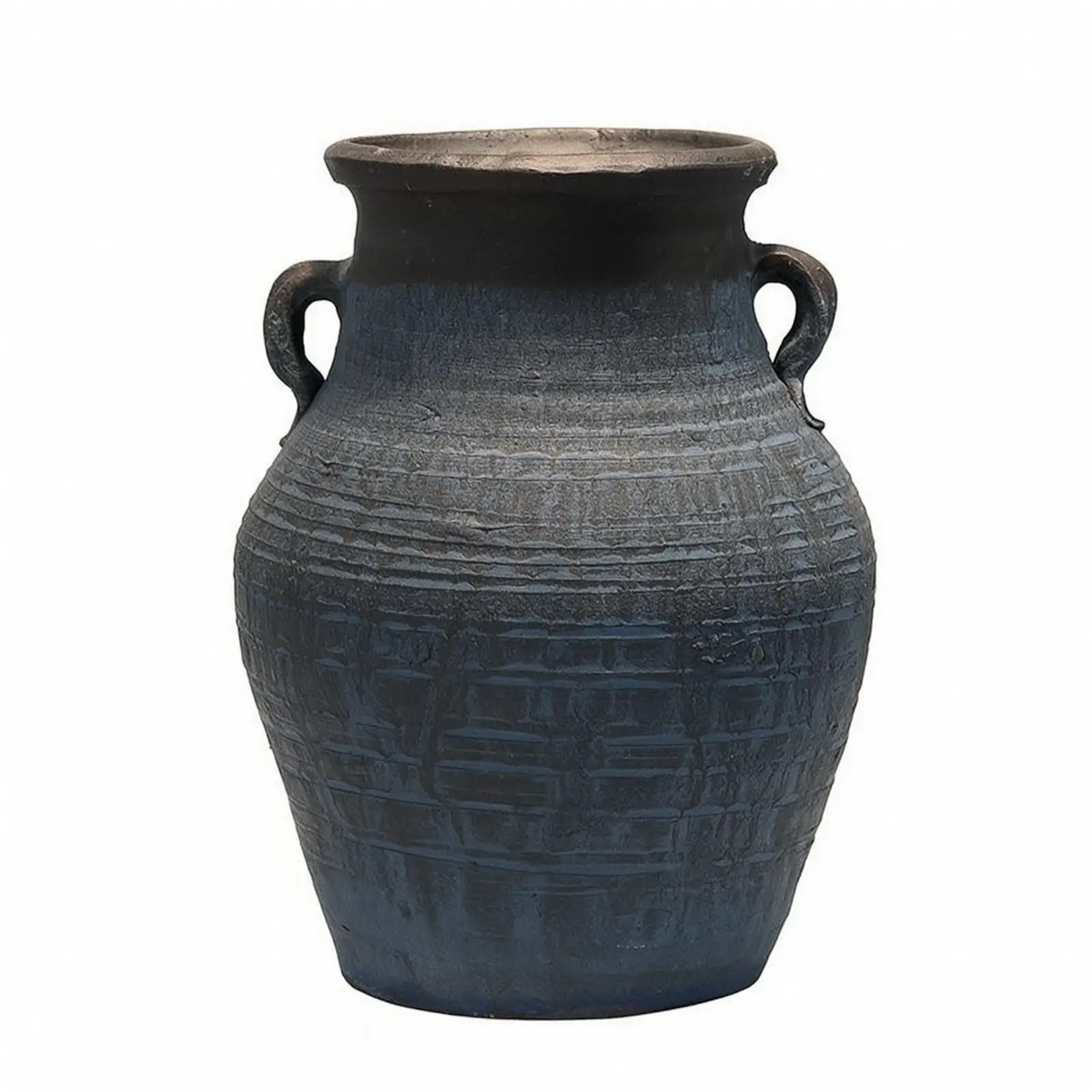 Textured Ceramic Urn Planter Sturdy Handled Urn Vase Indoor Outdoor
