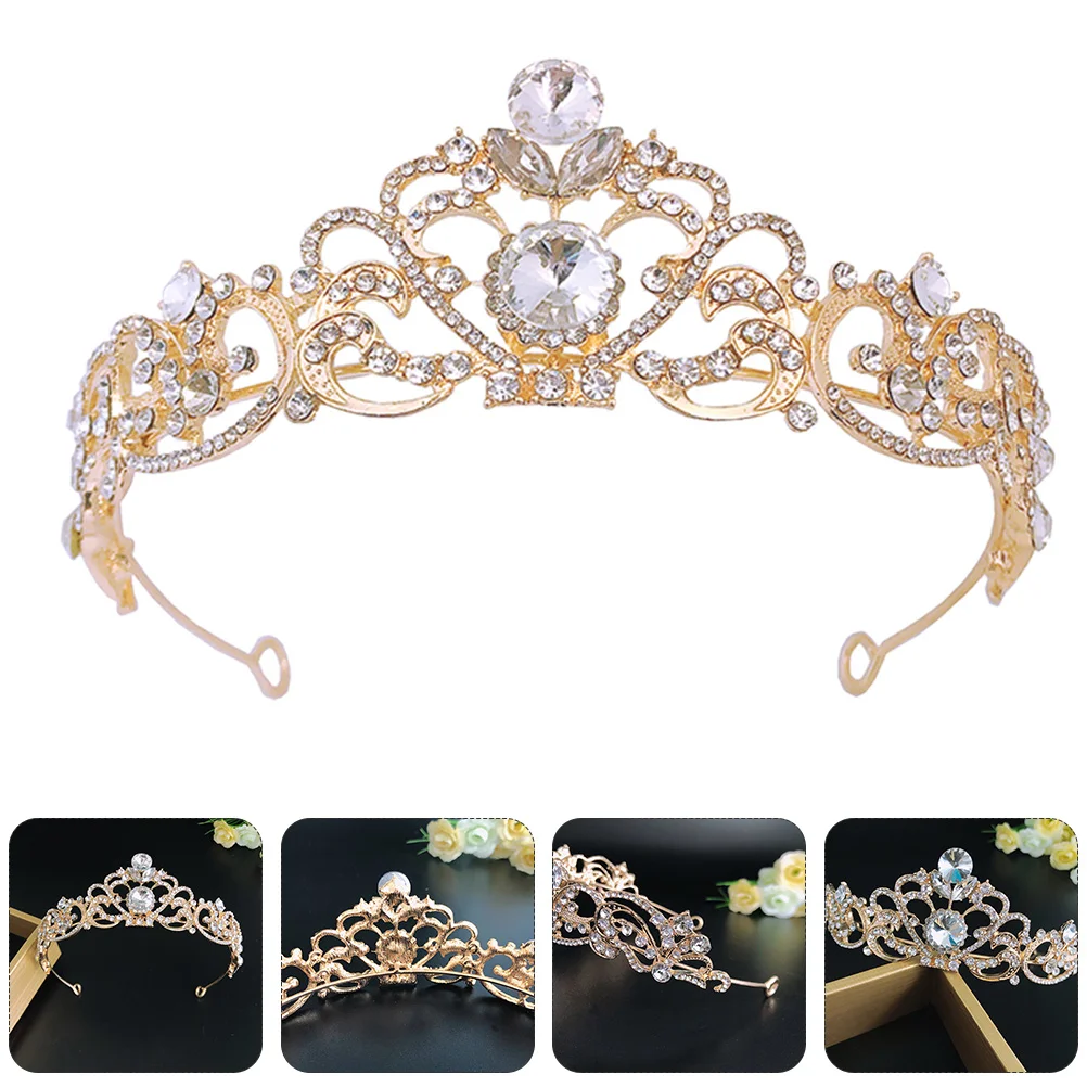 

Wedding Tiara Rhinestone Crown Hair Band Delicate Party Headband Headpiece Gold