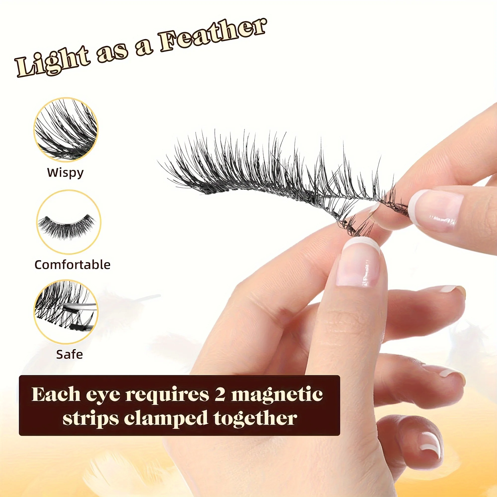 1 Pair of Magnetic False Eyelashes No Glue Needed Reusable Natural False Eyelashes Beautiful Eye Makeup Eyelash Accessories