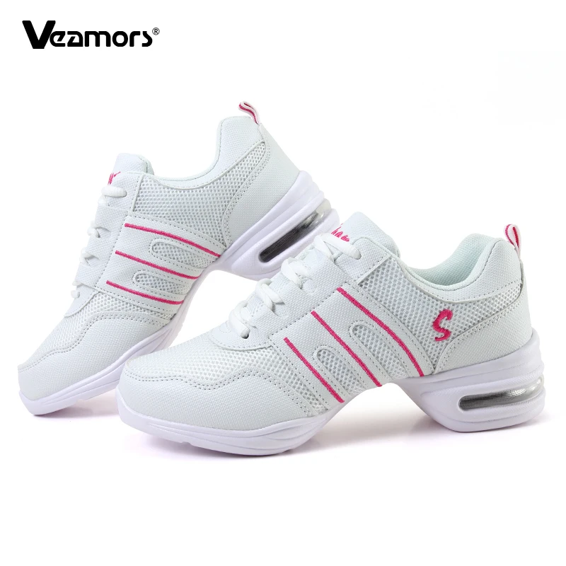 Women Breathable Mesh Dancing Shoes Ladies Soft Modern Jazz Dancing Shoes Air Cushion Comfortable Casual Sneakers for Walking