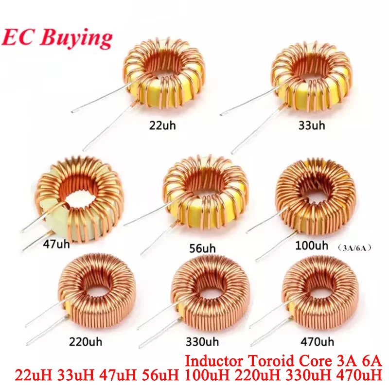 1Pc-10Pcs Inductor Toroid Core 3A 6A 22uH 33uH 47uH 56uH 100uH 220uH 330uH 470uH Inductance Winding Magnetic Inductor For LM2596
