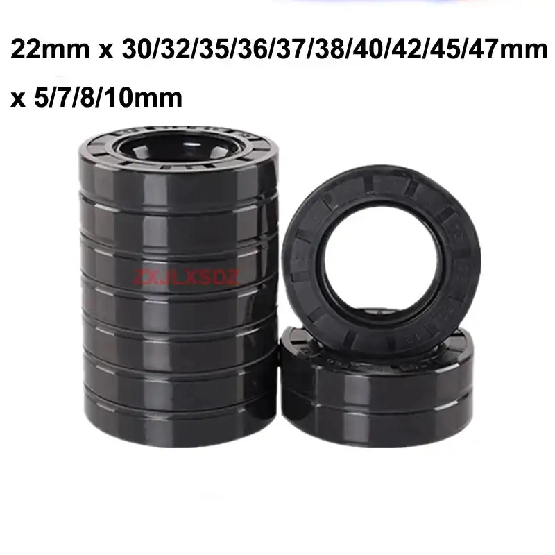 10 Pcs TC Double Lip Oil Seal Ring NBR Rubber ID 22mm x OD 30/32/35/36/37/38/40/42/45/47mm x 5/7/8/10mm