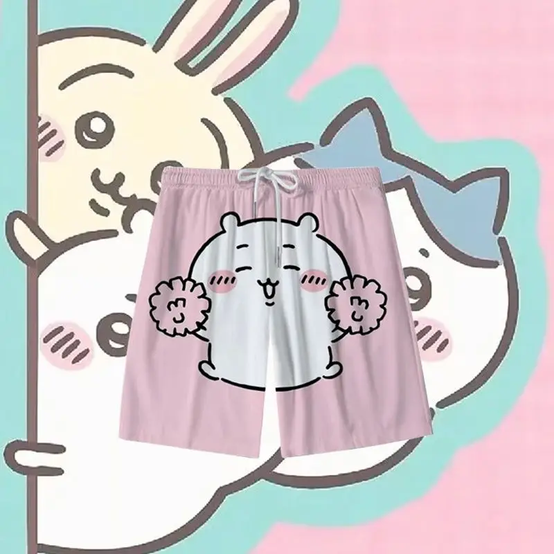 

Chiikawa Summer Shorts Cute Hachiware Usagi Cartoon Couple Casual Sports Beach Pants Loose Short Trousers for Men Women
