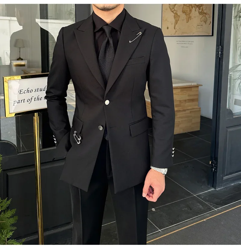 

Top Quality Black Men Blazer Hombre Mariage Homme Personalized Party Dress Style Men Versatile Suit Coat Blazer Hombre Gentleman