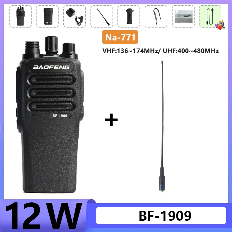 BaoFeng BF-1909 Walkie Talkie 12W High Power Professionele doordringende radio Ondersteunt Type C Opladen Lange afstand Krachtig Draagbaar