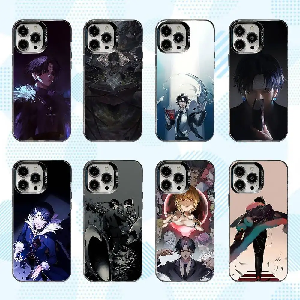 حافظة هاتف C-Chrollo Anime L-Lucilfer لهاتف iPhone 16,15,14,13,12,11,Mini,Pro,SE,MAX غطاء أبيض غير لامع مقاوم للصدمات
