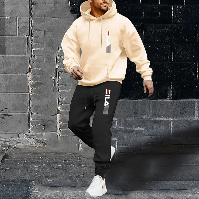새로운 봄가을 남성 조깅 후드티 스포츠 세트, 야외 캐주얼 워킹 패셔너블 남성 풀오버