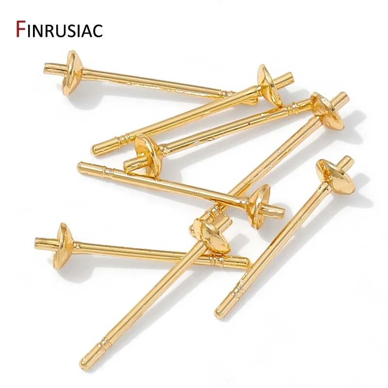 14-каратное позолоченное латунное основание для сережек, пустая стойка для ушей, лоток для ушей, беруши для жемчуга, аксессуары для изготовления сережек «сделай сам»