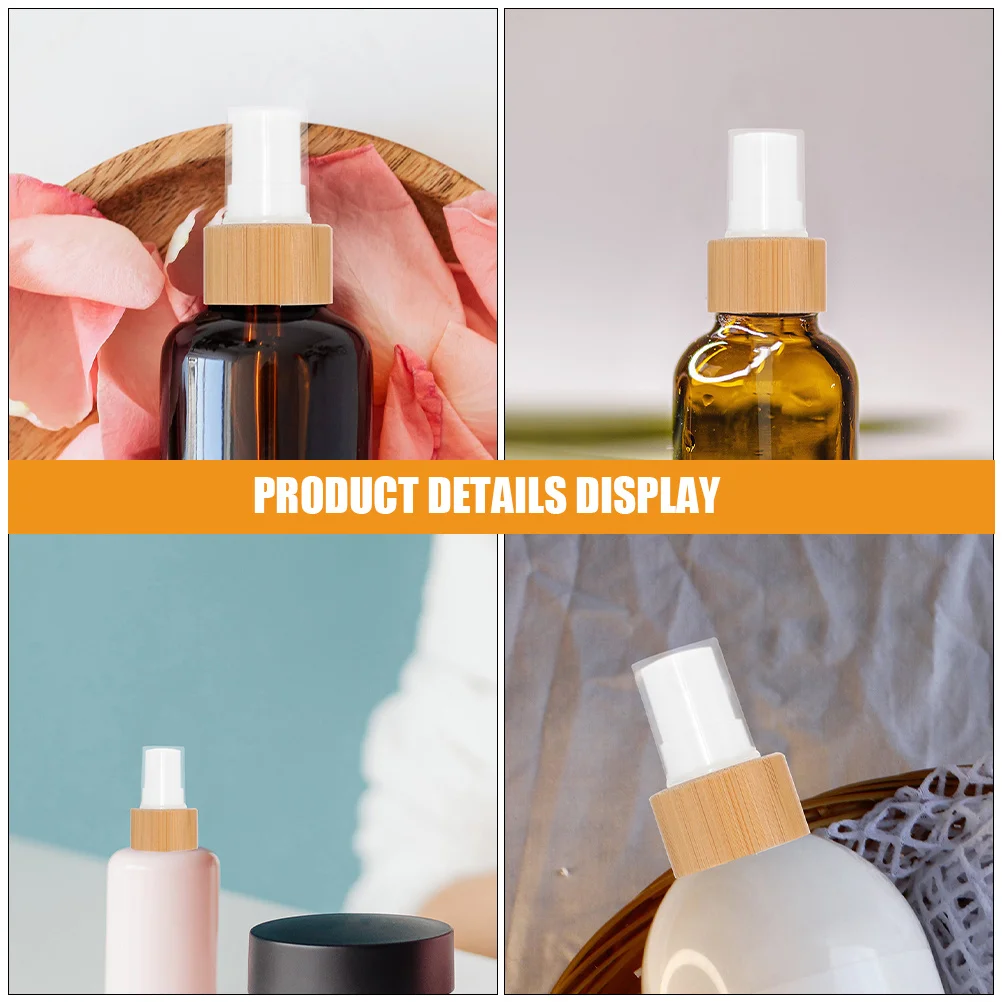 2Pcs Bamboo Trimmed Spray Bottle Caps Fine Mist Nozzles for Essential Oils Perfume Cosmetics Easy to Replace Spray Bottle Top