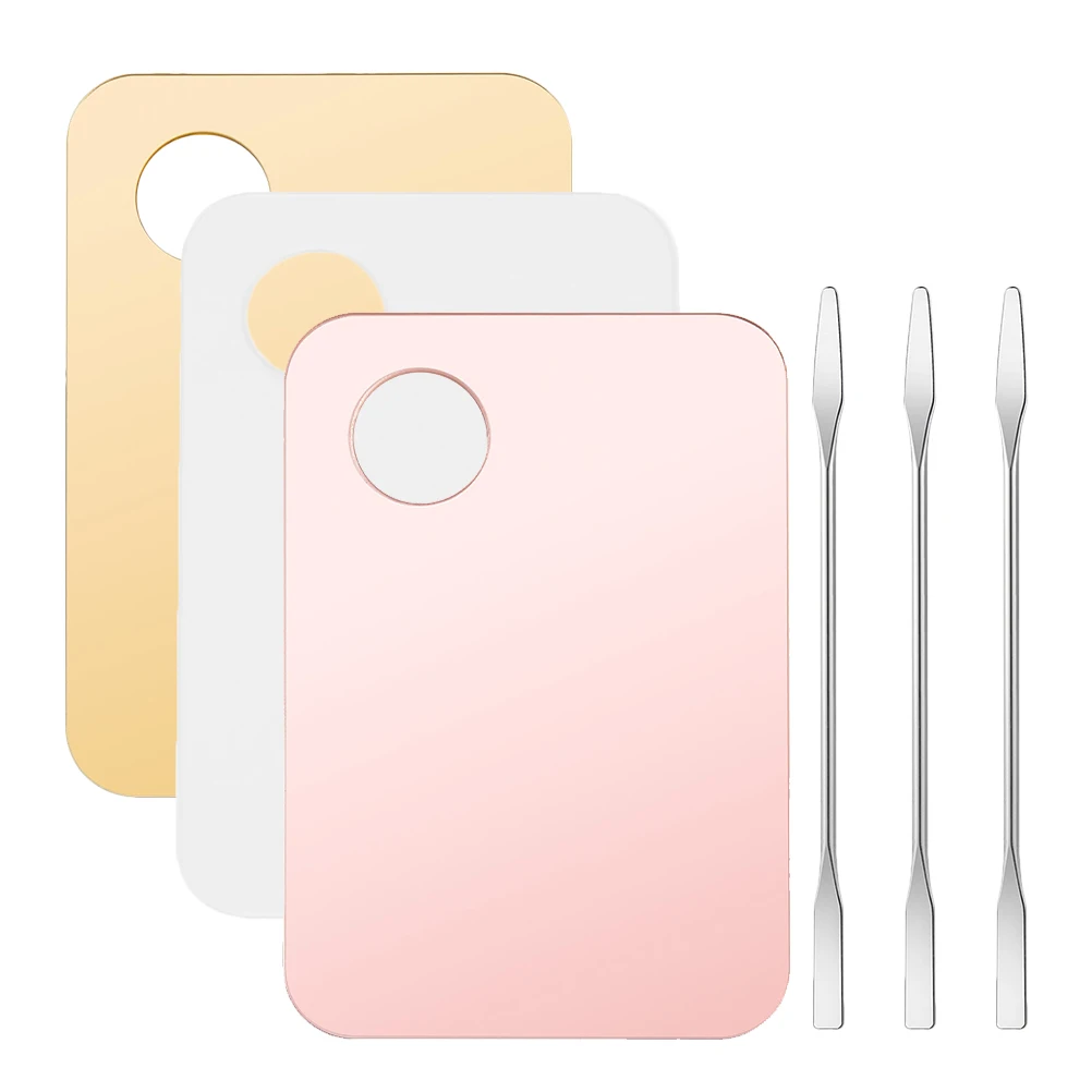 3 set tavolozza per miscelazione trucco con spatole per miscelazione fondotinta strumento per miscelare colori piatto per cosmetici piatto per trucco