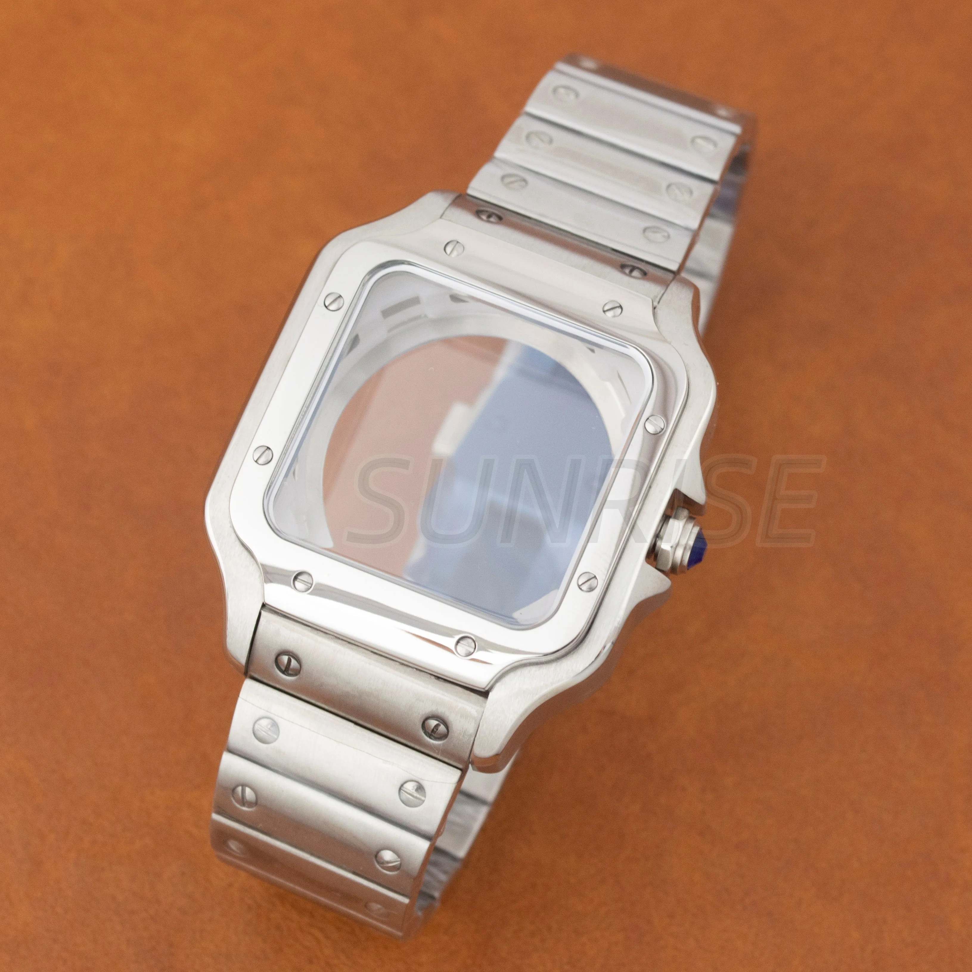 

38mm Square Watch Case 316L Stainless Steel Waterproof Santos Style Fit for NH35/NH36 Movement 27mm Dial Watch Mod Accessories