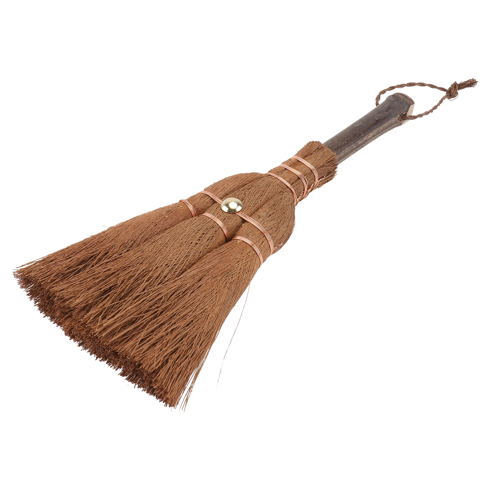 

Natural Palm Broom Lightweight Easy Storage Long Service Life Mini Household Cleaning Tool Brown Brush Handle Small Brooms