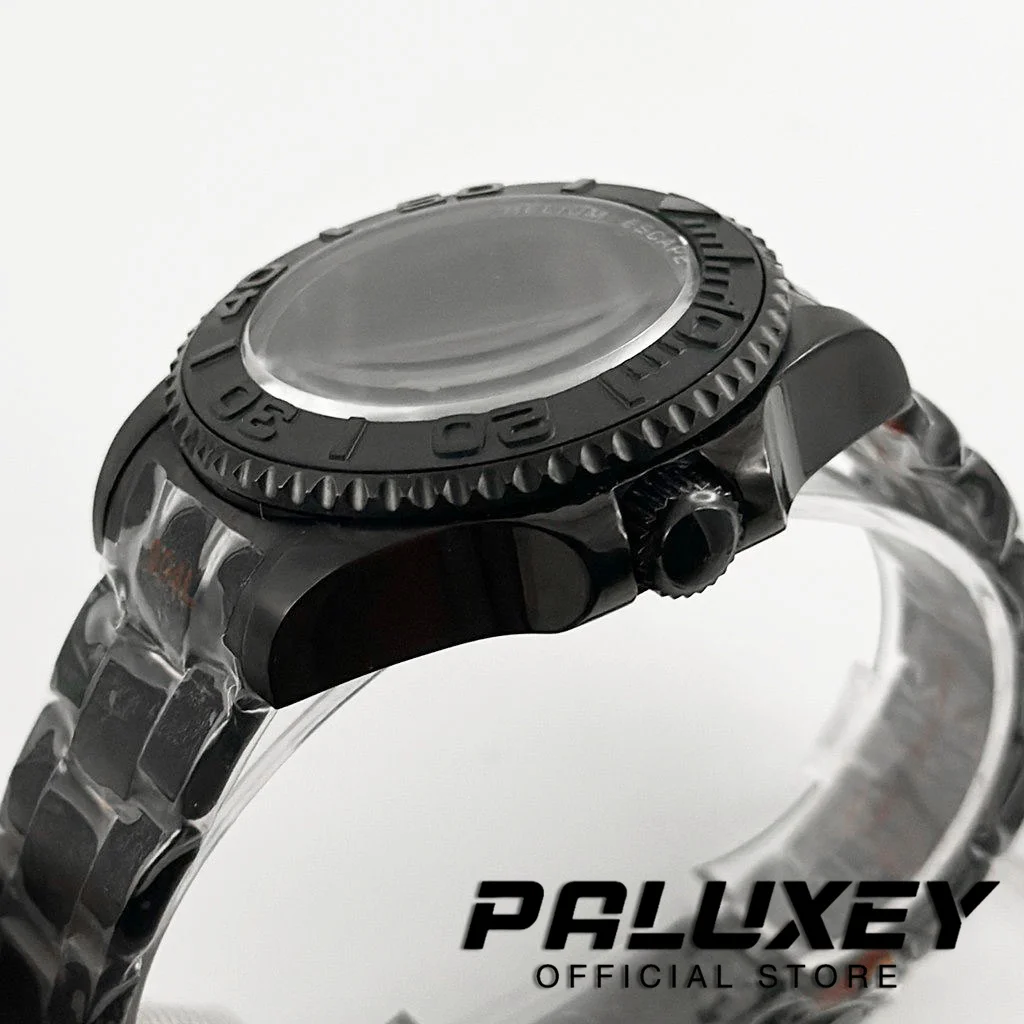 44MM Sapphire Glass DEEP SEA Homage Big Watch Case Stainless Steel Sliding Lock Bracelet Fit NH35 NH36 NH34 Movement PVD Black